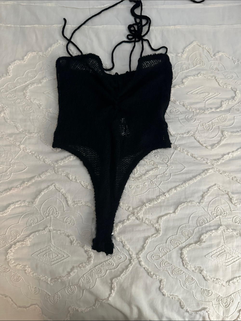 PrettyLittleThing Black Knit Halter Bodysuit